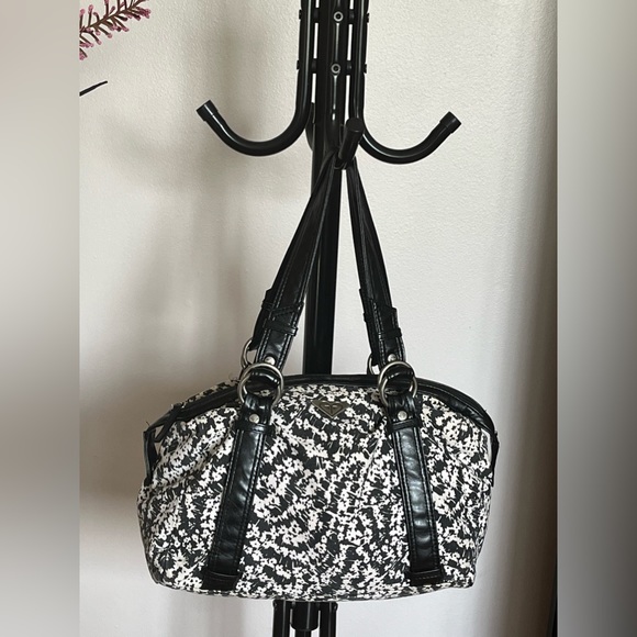 ROXY Handbag Black & White Floral Cotton Purse - Picture 4 of 16